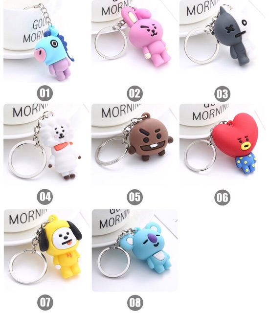 Móc khoá BTS bộ cao su đặc ruột