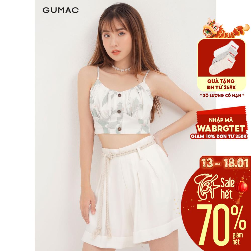[Mã WABRGU50 giảm 10% đơn 250K] Áo croptop nữ in lá GUMAC màu xanh, đủ size, trẻ trung AA12152