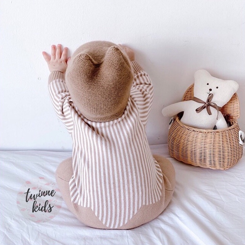 [Daniel Baby] Bộ đồ liền thân dệt kim mềm mịn, bodysuit sơ sinh chất liệu len cotton dành cho bé trai 3-24 tháng