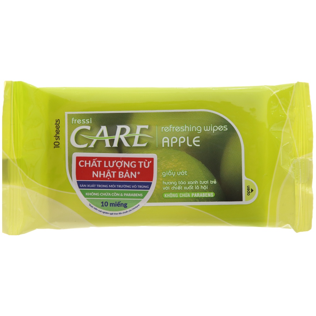 Khăn ướt Fressi Care táo lốc 10 gói x 10 miếng