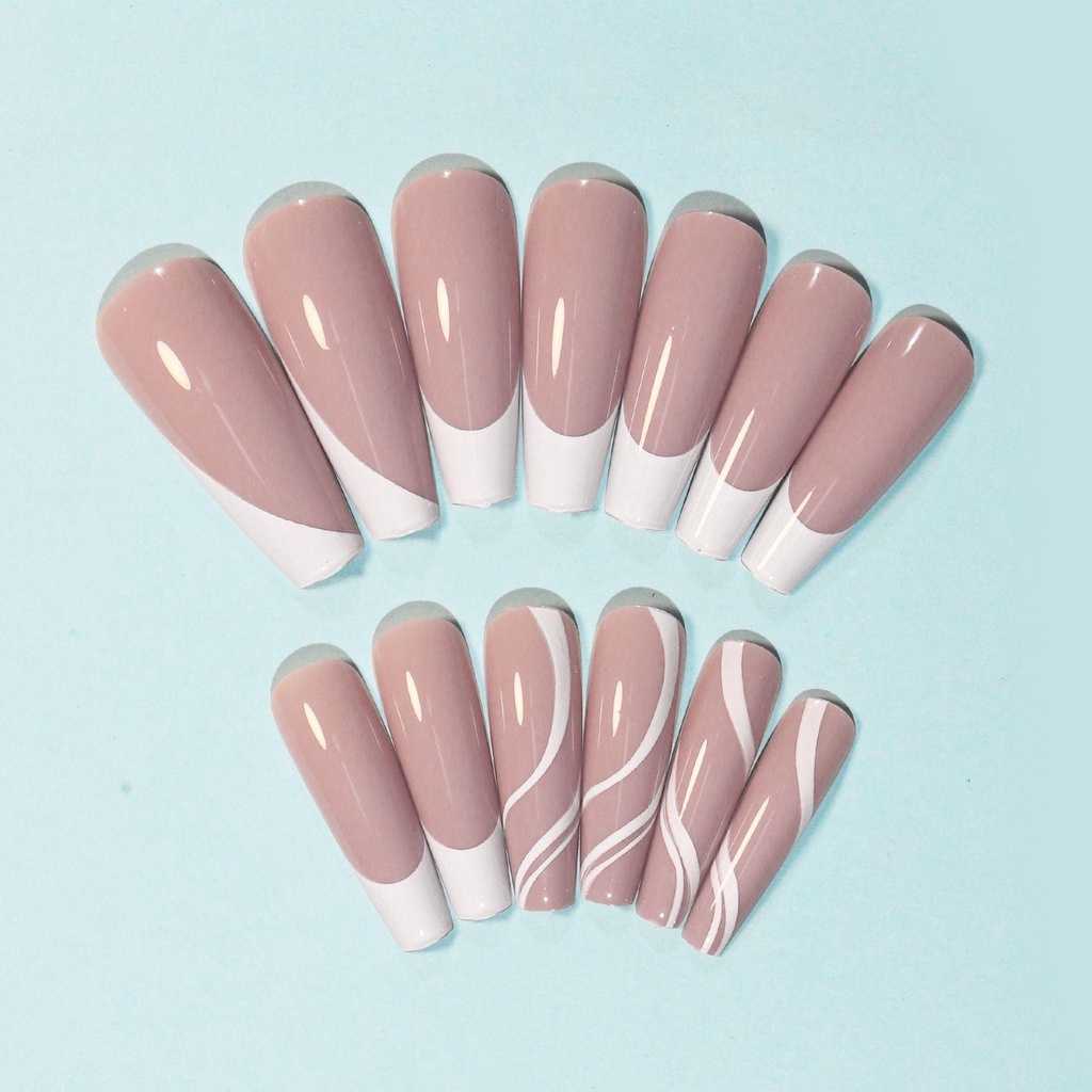 MIHAN1 Hộp 24 Móng Tay Giả Đầu Vuông Ngắn / Dài Chuyên Dụng Cho Múa Ba Lê