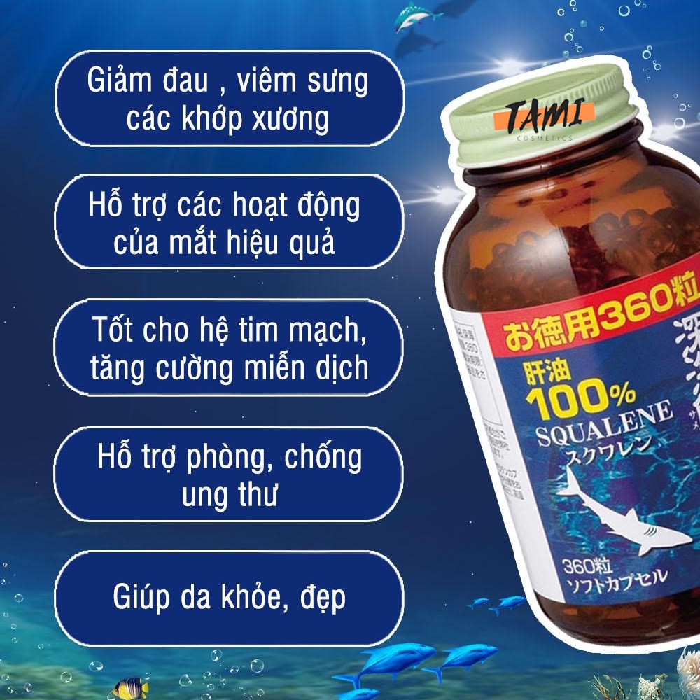 Viên uống dầu gan cá mập ORIHIRO Squalene Nhật Bản hỗ trợ xương khớp, tim mạch 360 viên/lọ TM-OR-SQU01