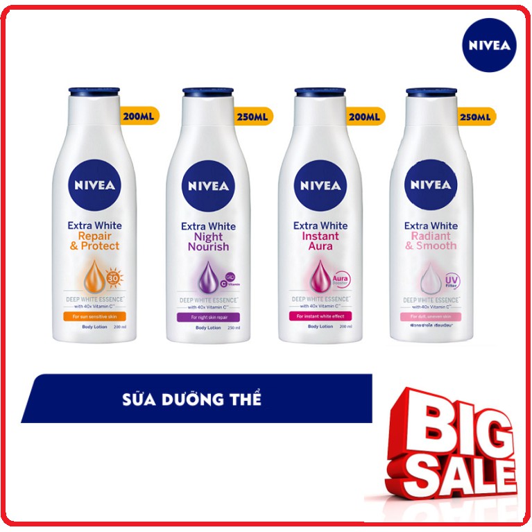 Sữa Dưỡng Thể Dưỡng Trắng NIVEA Chai 200ml