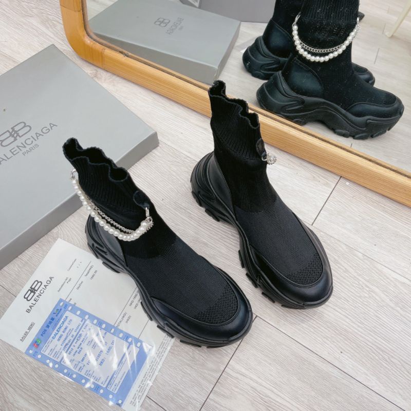 LoC(ẢNH THẬT) Giày Boot Thể Thao Len Chun Xích Ngọc Mềm Êm Fullbox Cao Cấp