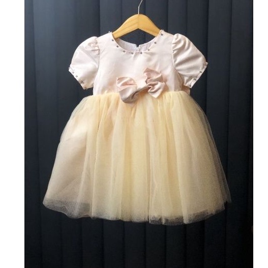 Đầm công Chúa Cho Bé 8-15Kg Màu Kem