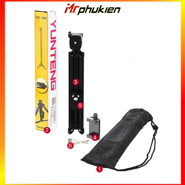 Gậy 3 chân 1688 cao 130cm tùy chỉnh độ cao kèm remote, tripod 3 chân chụp hình, quay video - MrPhukien