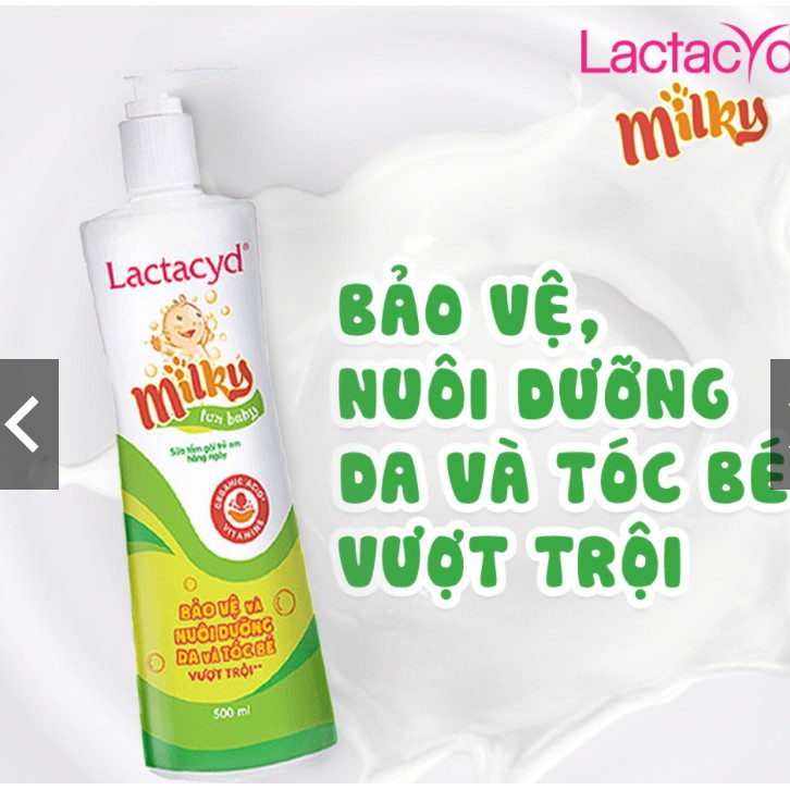 Sữa tắm gội dưỡng ẩm hàng ngày cho bé Lactacyd milky 500ml