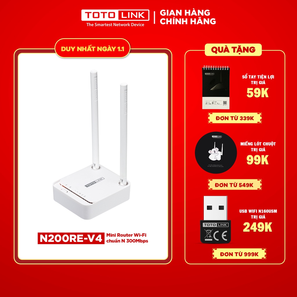 Cục phát wifi router wifi chuẩn N TOTOLINK N200RE-V4