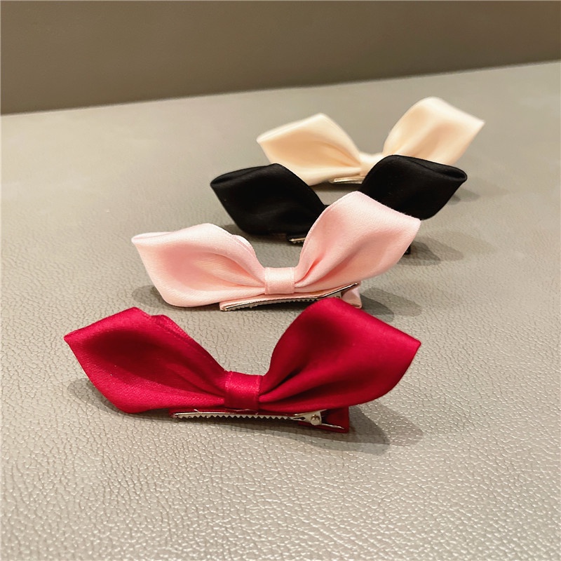 Set 2 kẹp tóc nơ màu trơn đơn giản xinh xắn giá rẻ K87