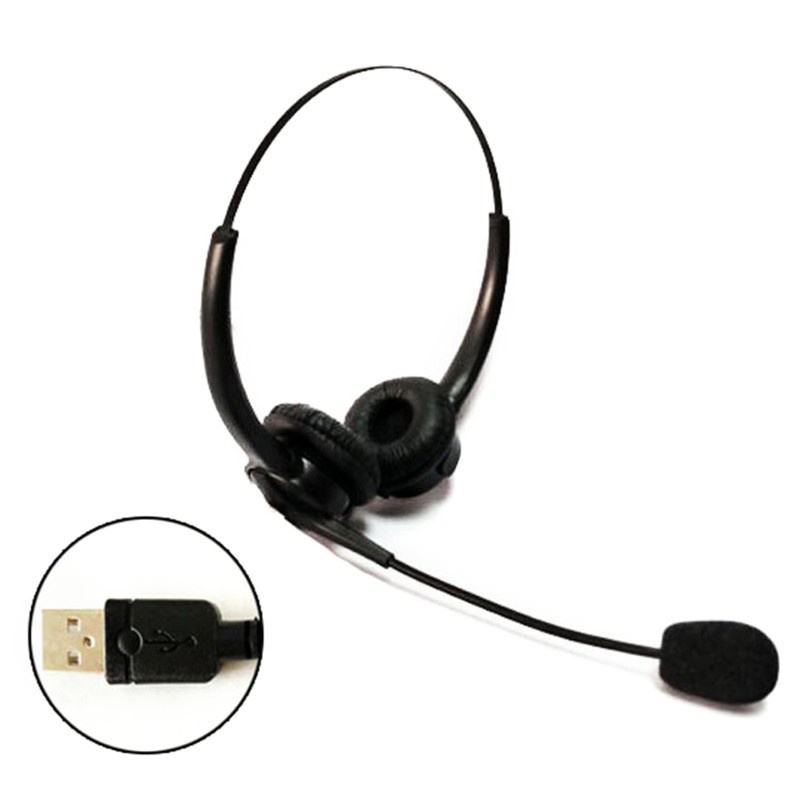 CRE  USB Noise Reduction Headset with Microphone Gooseneck Mic Call Center Office PC Computer On Ear Wired Headphones