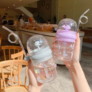 Bình uống nước cho HỌC SINH có chia vạch kèm dây đeo và ống hút cho bé đi học
