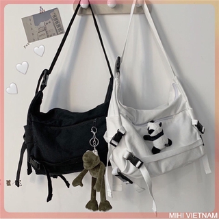 Túi tote đeo chéo nam nữ 4 khóa - VẢI CANVAS UNISEX - có túi con đựng sách vở