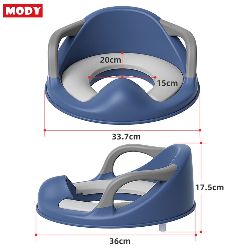 Bệ ngồi bồn cầu có tay vịn đệm lót PU PVC siêu êm cho bé Mody M363317