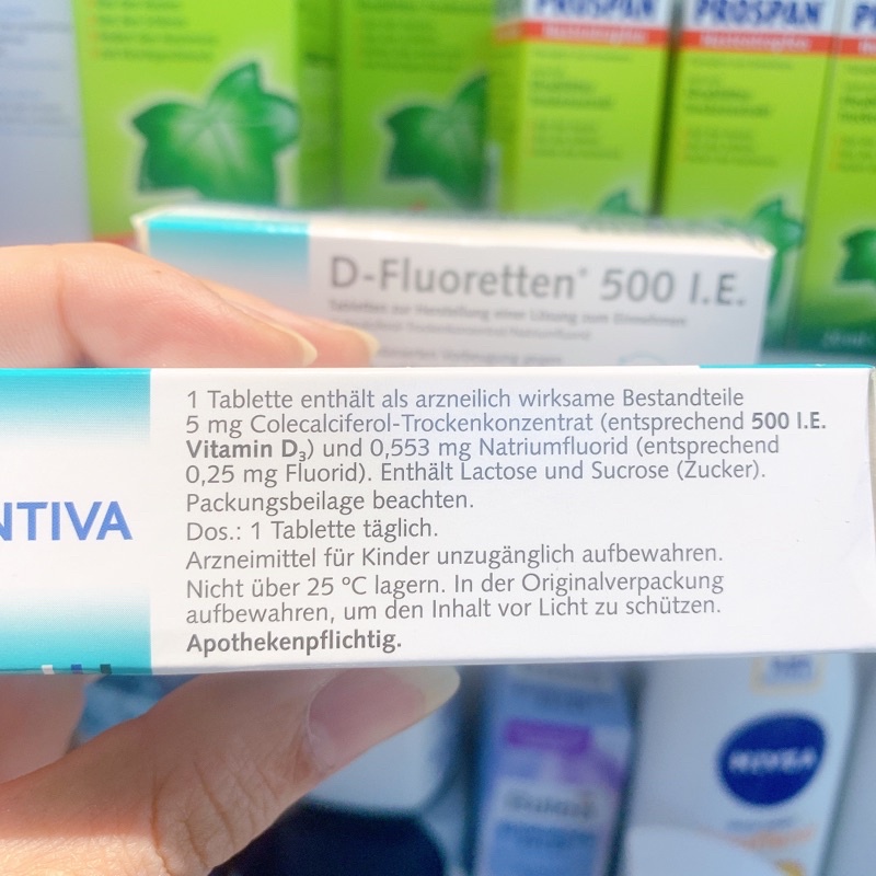 Vitamin D Fluoretten 500 I.E Zentiva bổ sung vitamin D3 cho trẻ phát triển xương và răng - 90Viên - Hàng nội địa Đức