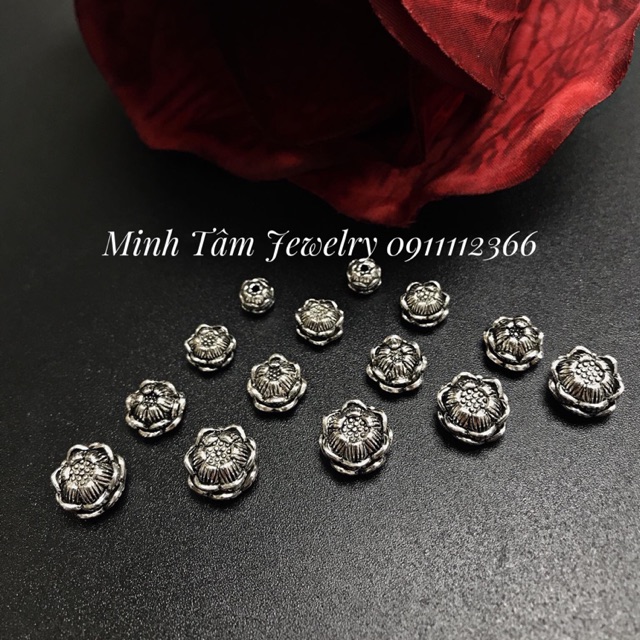 Charm hoa sen bạc Thái S925,Hoa sen bạc 925 xâu vòng-Minh Tâm Jewelry