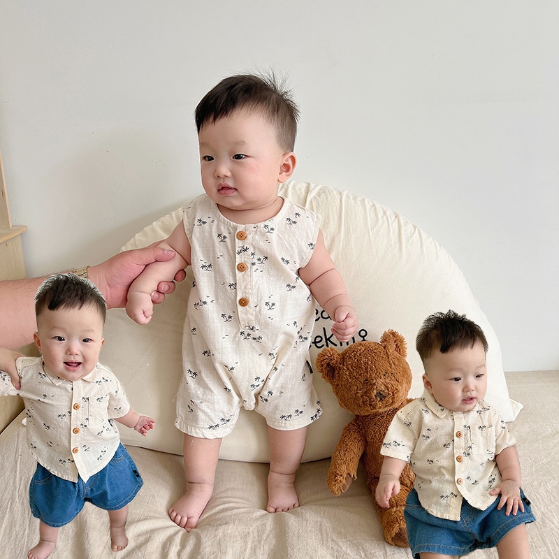 Áo Ngủ Liền Quần Sát Nách Thời Trang Mùa Hè Cho Bé Trai