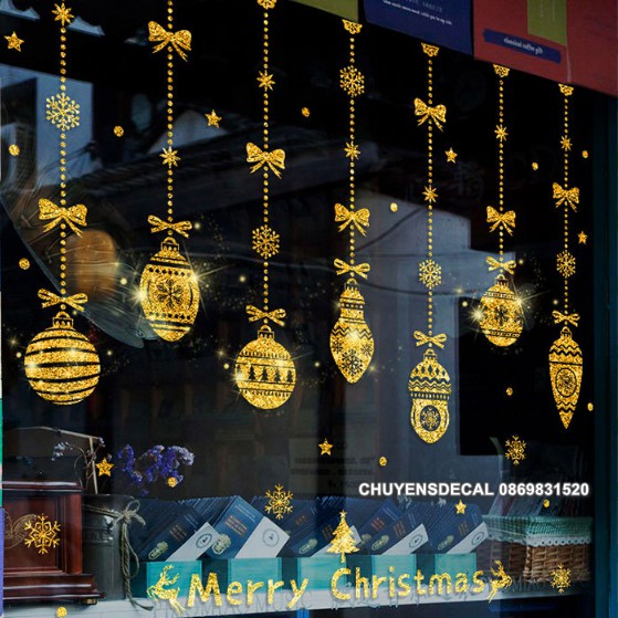 Decal trang trí tường Noel - Rèm Châu Nhũ Kim Tuyến