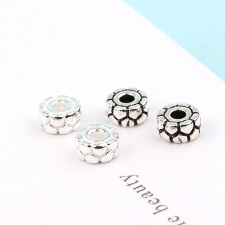 Charm bạc chặn hạt họa tiết hoa văn