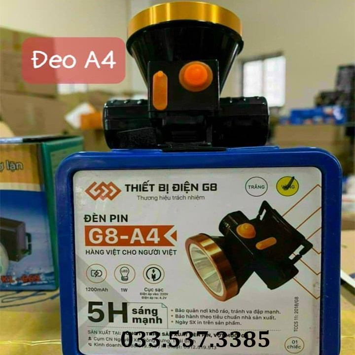 Đèn bin mini, đèn đeo đầu G8 A4 đa năng siêu sáng