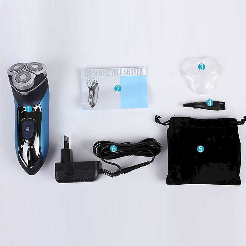 Máy Cạo Râu Kemei Lưỡi Nổi 3D Chống Thấm Nước IPX4 Có đèn Led Thông Minh Cạo Khô Và Ướt Có Thể Cắm Điện Trực Tiếp CaoCấp