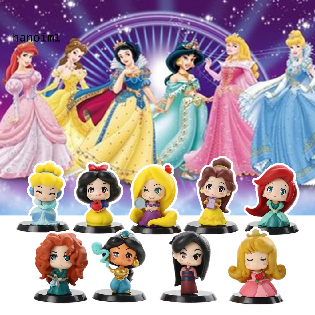 Set 9 Mô Hình Nhân Vật Công Chúa Bạch Tuyết / Nàng Tiên Cá / Lọ Lem / Nàng Tiên Cá Xinh Xắn