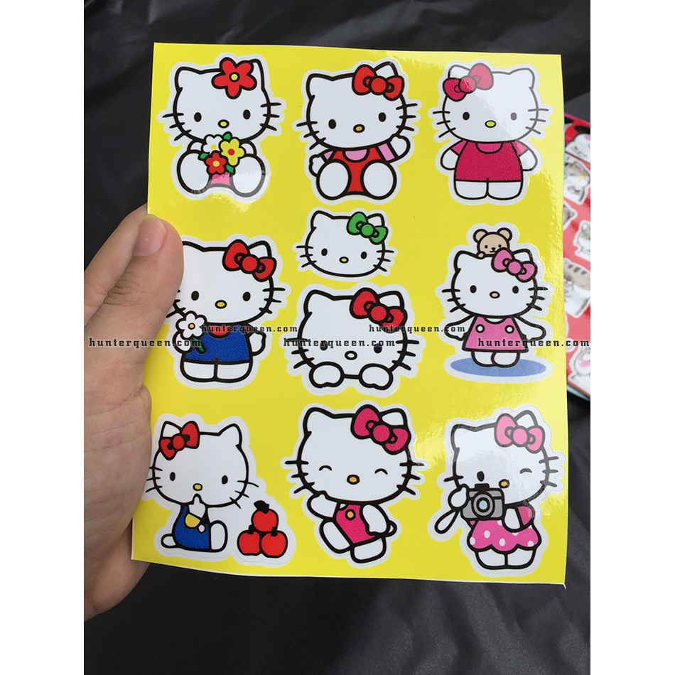 Bộ hình dán Hello Kitty. Logo trang trí, sticker đặt in theo yêu cầu, chống nước