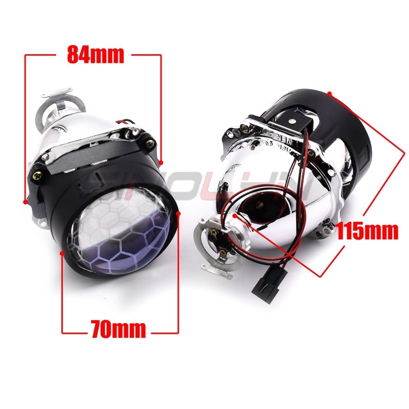 Đèn Pha Xenon Họa Tiết Tổ Ong 2.5 '' H1 H4 H7 Cho Xe Hơi / Xe Máy