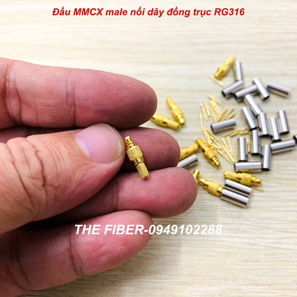 Đầu MMCX male nối dây đồng trục RG316