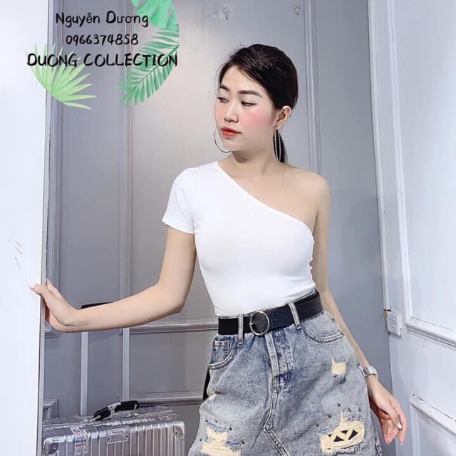 [Mã FASHIONXANH194 giảm 10K đơn 50K] Áo lệch vai cộc tay ( kèm ảnh thật )