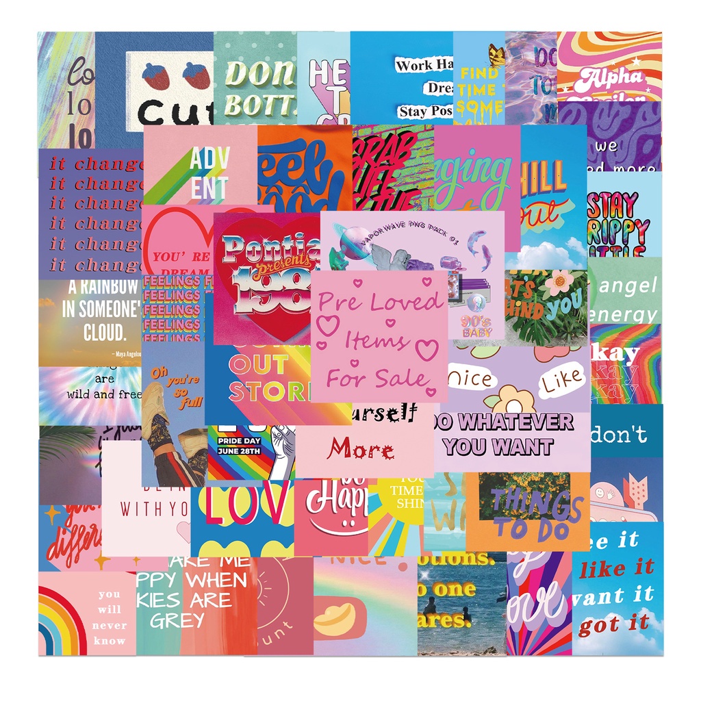 Set 50 miếng dán trang trí nhiều mẫu xinh xắn chống thấm nước