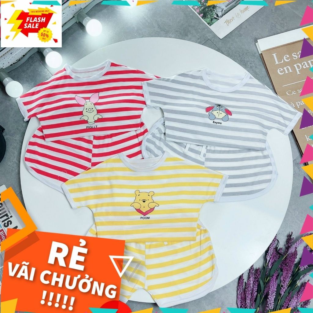 [SIÊU RẺ] Đồ bộ cotton kẻ sọc cho bé từ 8-18 ký