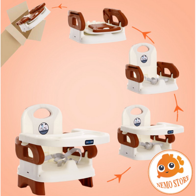 Ghế cho bé ngồi tập ăn dặm đa năng mặt bàn tháo rời gấp gọn có dây dai an toàn tiện đi du lịch Nemo Store