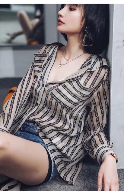 Sơmi voan kẻ hàng L1 Quảng Châu