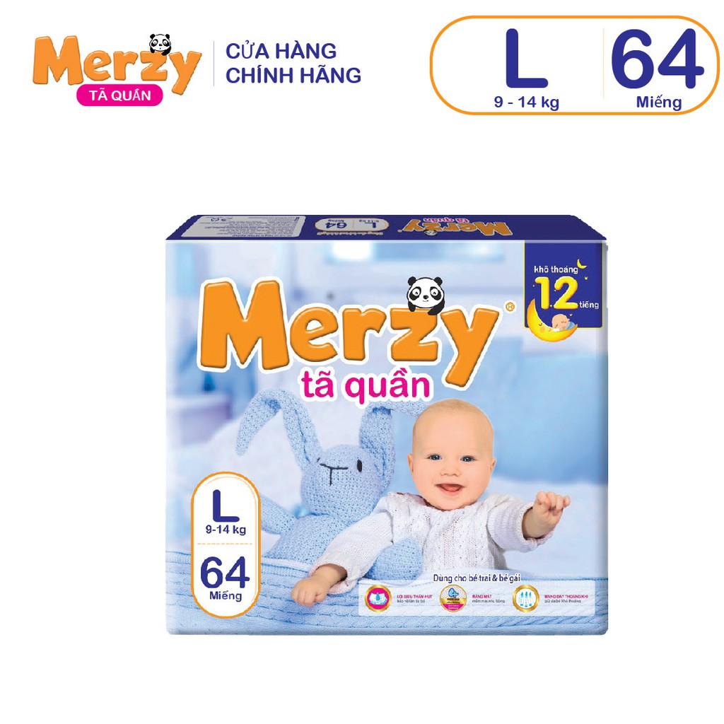 Tã quần Merzy siêu thấm M72/ L64/ XL56/ XXL48 gói siêu đại