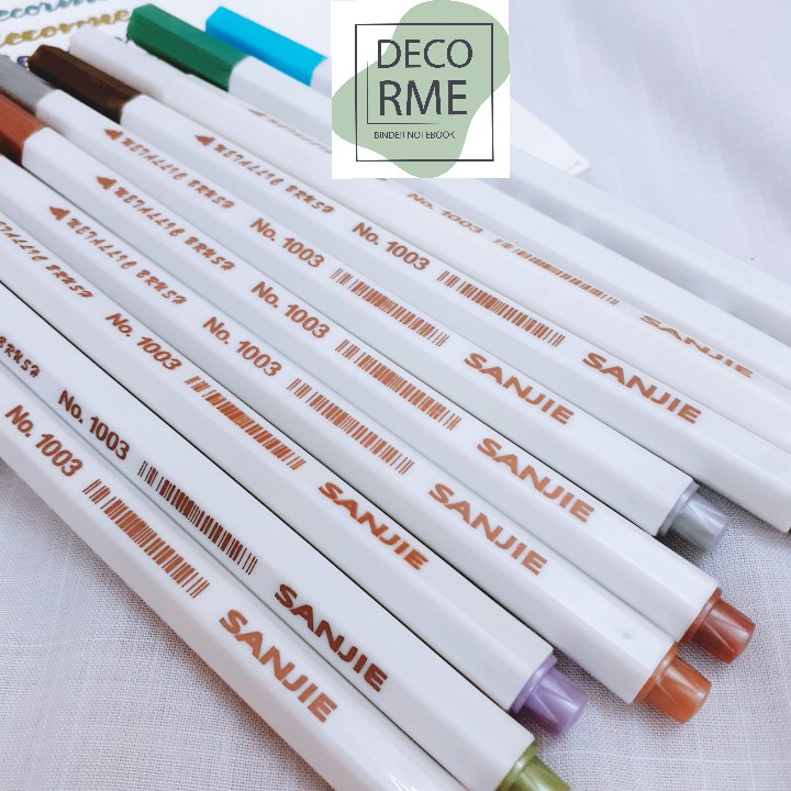 Bút metalic DecorMe soft brush sign pen ánh kim viết tiêu đề trang trí sổ tay SJ