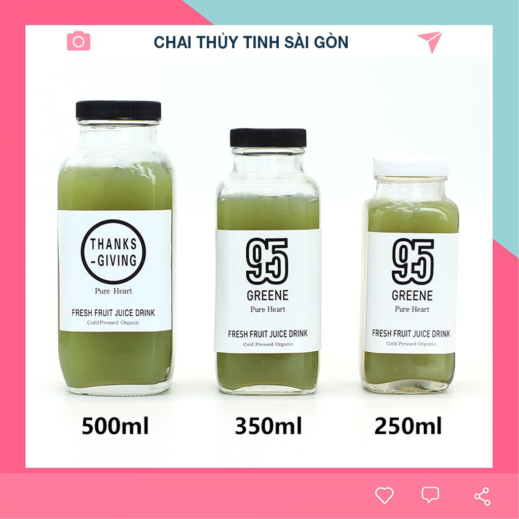 Chai thủy tinh Vuông nắp nhựa chống gỉ set