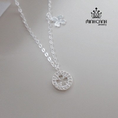 Dây Chuyền Bạc Mặt Tròn Cỏ 4 Lá Minh Canh Jewelry