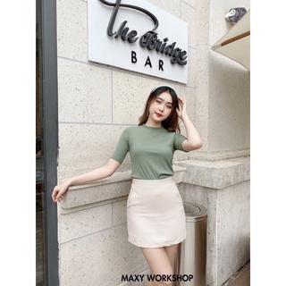 Áo thun ôm dáng nữ Knitted Basic Tee Green Maxy Workshop