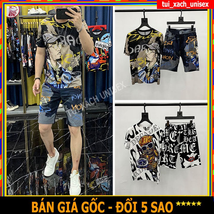 ❤️ LOẠI DA CÁ ❤️ Bộ Đồ Nam , Nguyên Set Bộ Thể Thao Form Rộng logo mặc hè co dãn 4 chiều vải đẹp có size