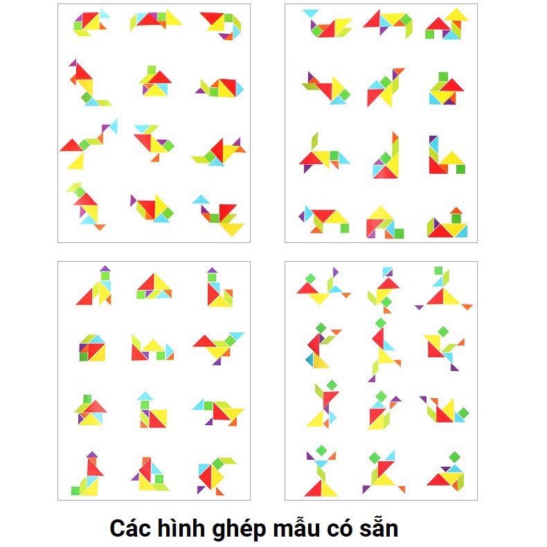 Đồ chơi cho bé Xếp hình gỗ Tangram nam châm có kèm bìa hướng dẫn cho trẻ rèn luyện tư duy sáng tạo KB216066