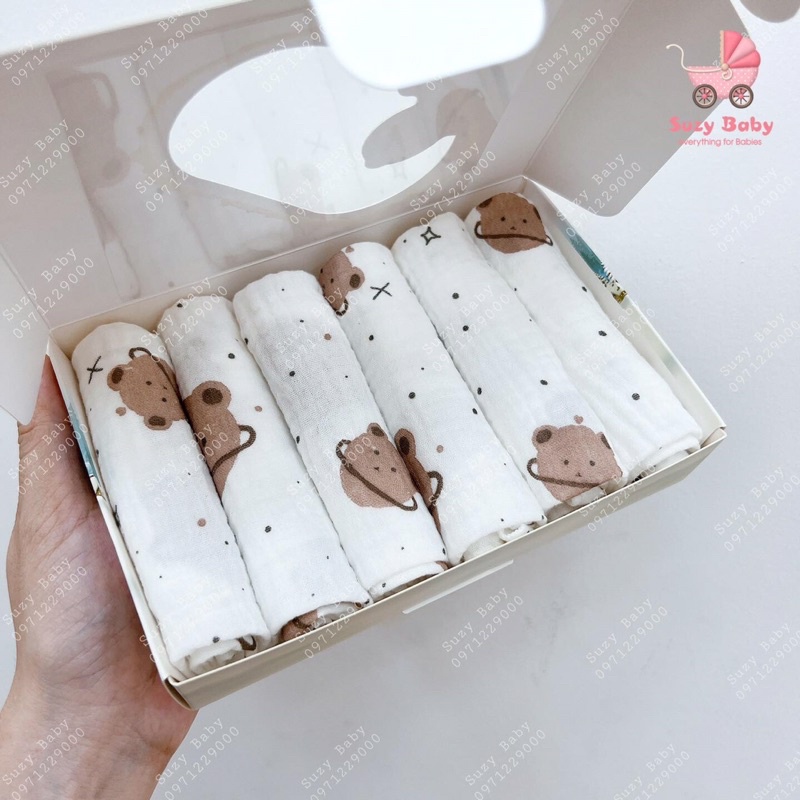 Khăn xô sữa nhăn mipbi hộp 6 cái cho bé