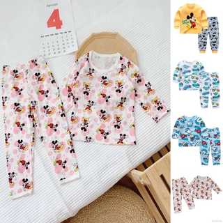 Set Đồ Bộ Dài Tay In Họa Tiết Hoạt Hình Cho Bé Từ 0-5 Tuổi