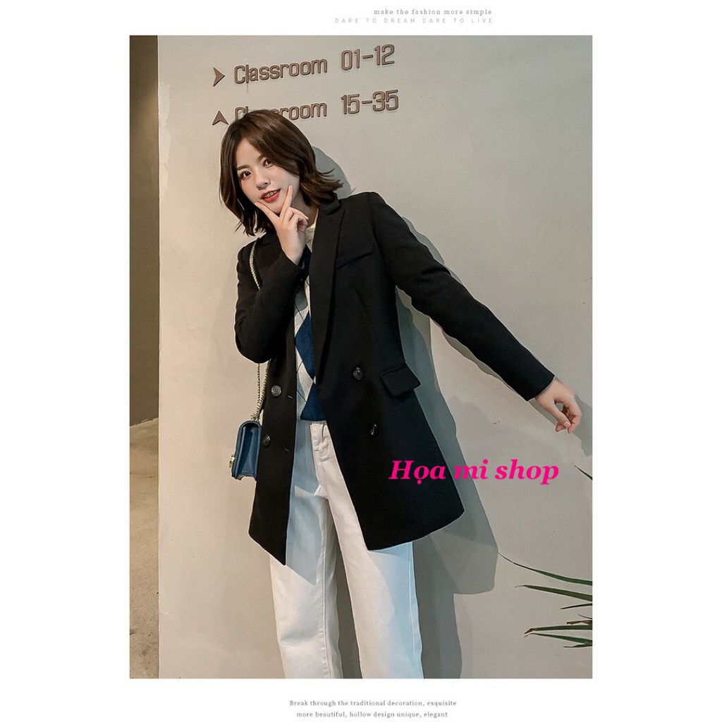 áo vest nữ dáng dài tay đính 4 khuy phong cách hàn quốc | BigBuy360 - bigbuy360.vn