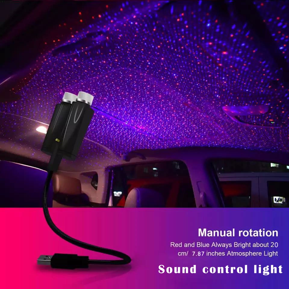 Đèn LED laser USB Ánh Sáng Đỏ Chiếu Hình Ngôi Sao Tạo Không Khí Trên Nóc Xe Hơi