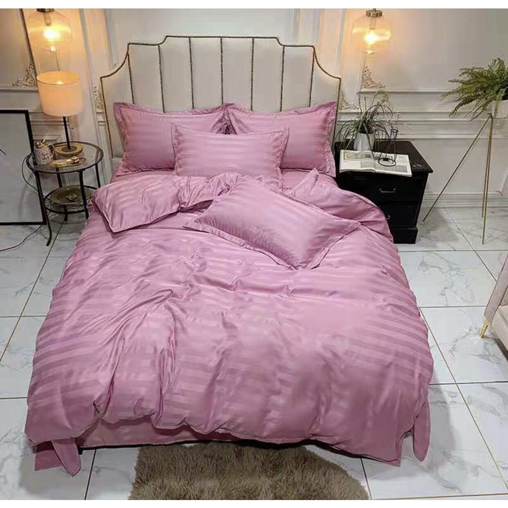 Bộ chăn ga gối cotton 3f kẻ sọc LIDACO vải dày mát nhiều mẫu lựa chọn