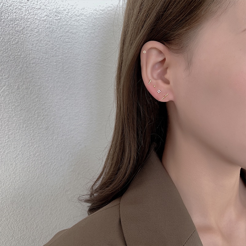 Bộ 3 Cặp Khuyên Tai Kim Bạc Thiết Kế Đơn Giản