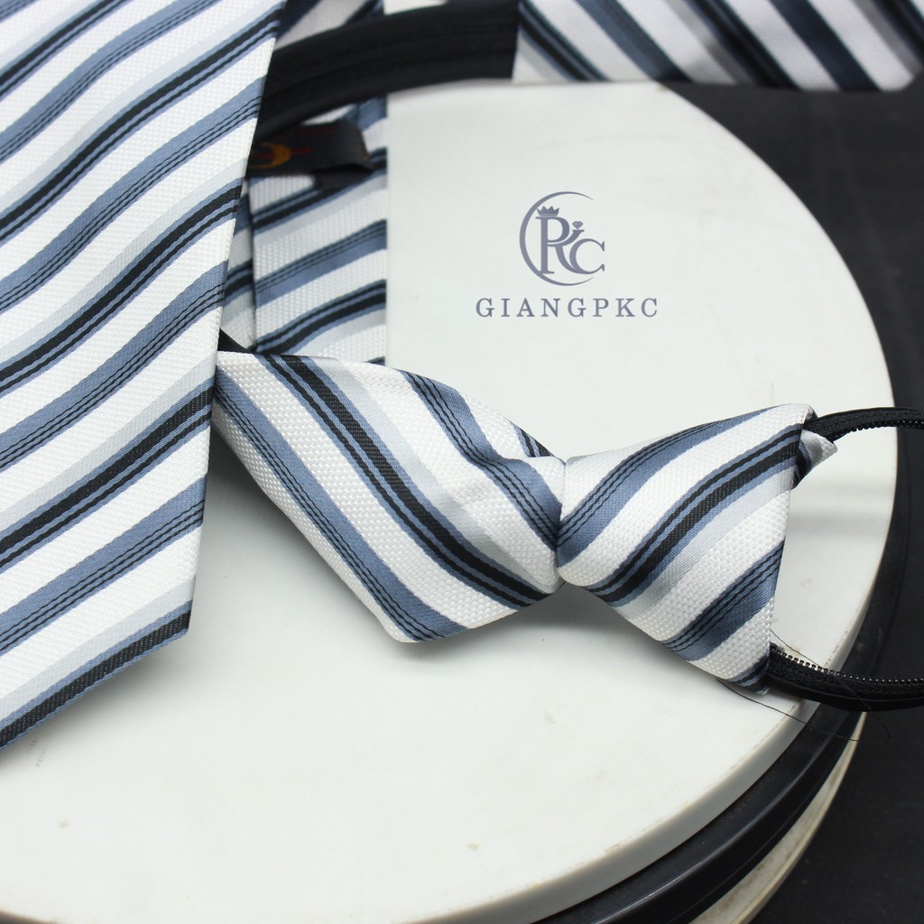 Cà vạt nam 8cm thắt sẵn dây kéo tiện lợi hàng 3 lớp lót silk Giangpkc36