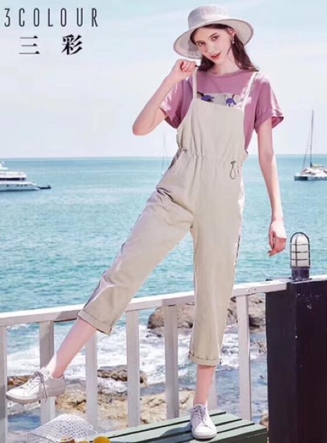 Quần yếm thô 3Colours dáng rộng