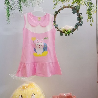 Đầm váy thun cotton trẻ em nhiều màu mặc nhà hình thỏ xuất khẩu dư haivanco mềm mại và thoáng mát đi học đi chơi đều đẹp