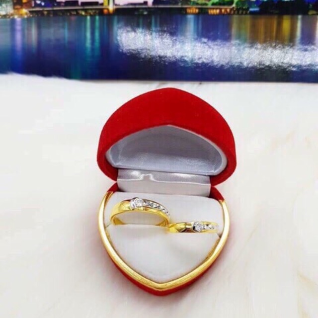 Nhẫn đôi bạc xi vàng Tây